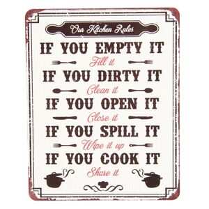 Kovová cedule kuchyňská pravidla Kitchen Rules  - 25*20 cm