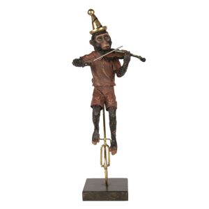 Kovová dekorační soška opice na jednokole s houslemi - 17*14*46 cm