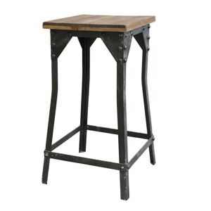 Kovová stolička s dřevěným sedákem Old stool - 29*29*57 cm Chic Antique
