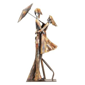Kovová umělecká socha Zamilovaný pár pod deštníkem - 25*17*53 cm