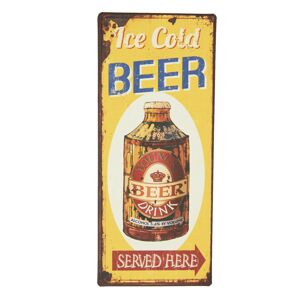 Kovová žluto hnědá cedule Ice Cold Beer s uměle vytvořenou rzí - 13*30 cm
