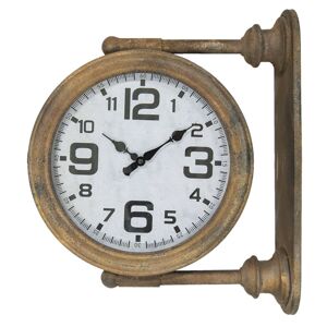 Kovové nástěnné hodiny hnědé - 43*12*37 cm
