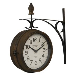 Kovové nástěnné hodiny s úmyslným rezem ve vintage stylu - 34*9*33 cm / 1*AA