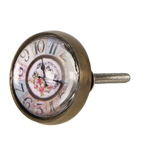 Kovovo-skleněná úchytka s designem hodin Paris – Ø 3*4 cm