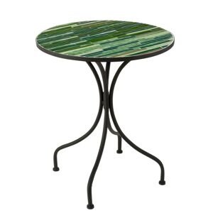 Kovový černý kulatý stolek s mozaikou Lines - ∅ 61*71 cm