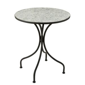 Kovový černý kulatý stůl s mozaikou Shard White - ∅ 61*71 cm