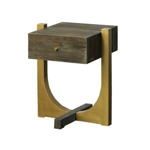 Kovový dřevěný noční stolek Goldy- 51*45*61 cm