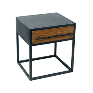 Kovový dřevěný noční stolek Matty - 45*40*50 cm