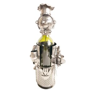 Kovový držák na láhev vína v designu číšníka Chevalier - 15*13*21 cm