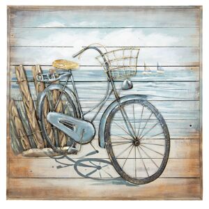 Kovový obraz Bicykl u vody - 80*80*6 cm