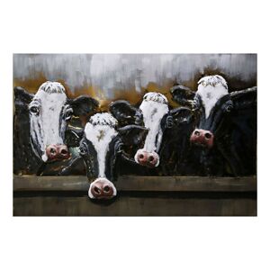 Kovový obraz na stěnu Cows - 120*80*6 cm