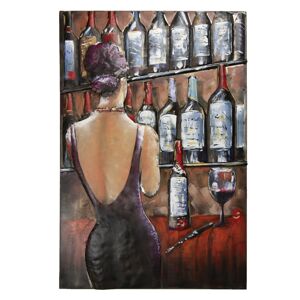 Kovový obraz na stěnu Žena v baru - 120*5*80 cm Clayre & Eef