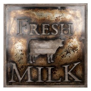 Kovový obraz s krávou Fresh milk - 60*3*60 cm