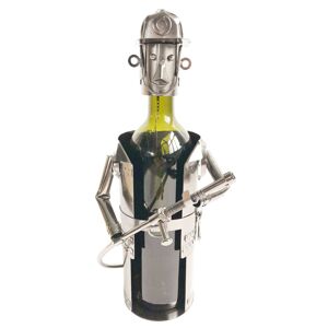 Kovový stojan na láhev vína v designu hasiče Chevalier - 17*12*22 cm