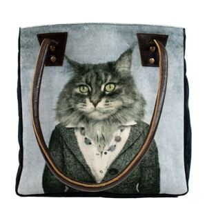 Koženo-bavlněná kabelka paní kočka - 32*30*19cm