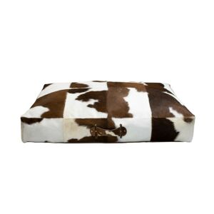 Kožený sedací polštář z kravské kůže bílá/hnědá - 100*70*15cm
