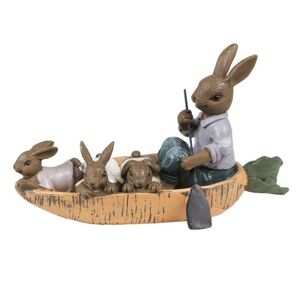 Králík s malými králíčky na loďce z mrkve - 17*7*10 cm Clayre & Eef