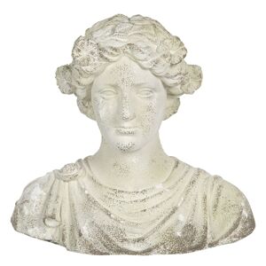 Krémová kameninová busta ženy v antickém stylu Hervé - 40*24*39 cm