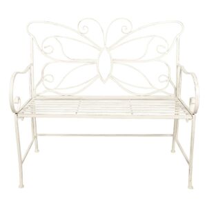 Krémová kovová zahradní lavice Butterfly - 108*55*99 cm