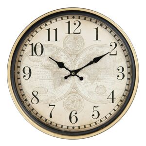 Krémové vintage hodiny se světadíly The World – Ø 29*4 cm / 1*AA