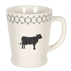 Krémový hrnek s motivem krávy Rural - 16*11*10 cm / 0,3L
