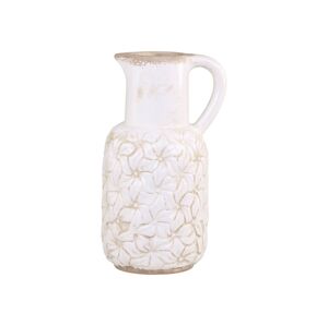 Krémový keramický džbán s květy Colmar -  16*14*30cm Chic Antique