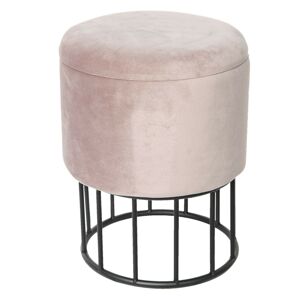 Kulatý taburet s úložným prostorem růžový - Ø30*40 cm