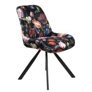 Květovaná polstrovaná židle s kovovými nohami Parterre - 51*60*85 cm