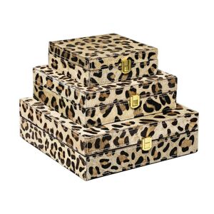 Leopard Bijoux box z hovězí kůže (sada 3ks) - 25,5*25,5*8cm Mars & More
