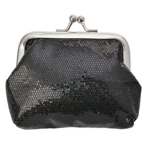 Malá lesklá černá peněženka s kovovou sponou- 8*9  cm