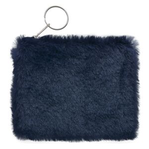 Malá peněženka s delším chlupem se zapínáním  na zip námořnické modré barvy- 12*9 cm