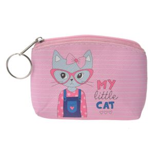 Malá růžová peněženka/taštička s kočičkou - 10*7 cm
