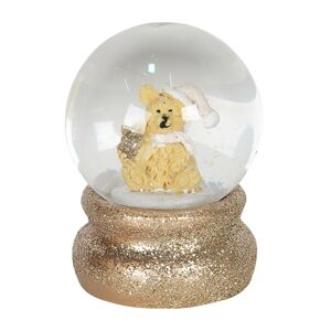 Malé zlaté sněžítko s flitry a medvídkem – Ø 4*5 cm
