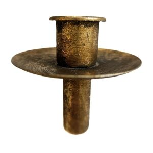 Zlatý antik kovový dekorační svícen Tilli - Ø 7*Ø 2*7cm Ostatní