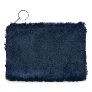 Menší peněženka s chlupem námořnické modré barvy  na zip.  17*12 cm