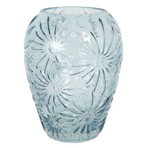 Modrá skleněná váza s květy Jasmina – Ø 22*30 cm