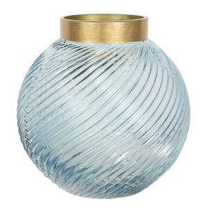 Modrá skleněná váza se zlatým hrdlem Goldina – Ø 19*19 cm