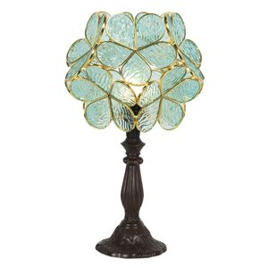 Modrá stolní lampa Tiffany Bloom - 21*21*38 cm