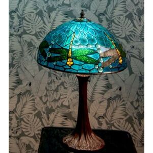 Modrá stolní lampa Tiffany s vážkami Vie blue - Ø 31*43 cm E27/max 1*40W Clayre & Eef
