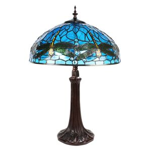Modrá stolní lampa Tiffany s vážkami Vie blue - Ø 41*57 cm E27/max 2*40W Clayre & Eef