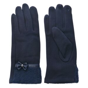 Modré dámské rukavice s kožešinkou - 8*24 cm