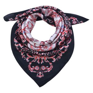 Modro bílý šátek s červenými ornamenty - 70*70 cm