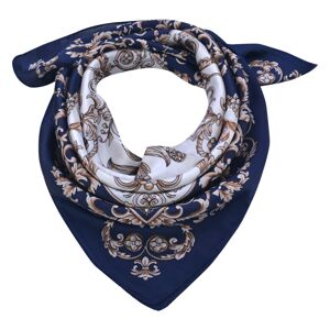 Modro bílý šátek s ornamenty - 70*70 cm