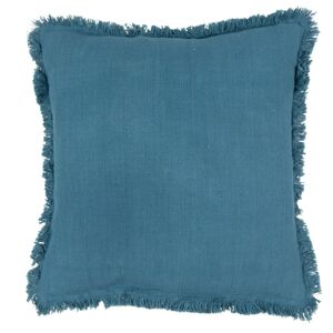 Modrý bavlněný polštář s třásněmi - 45*45 cm