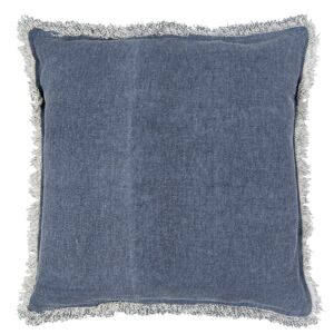 Modrý bavlněný polštář v denim designu s třásněmi - 45*45 cm