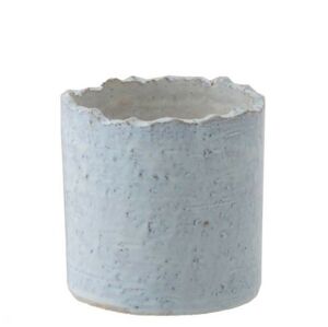 Modrý keramický květináč s nepravidelným okrajem - Ø16*16 cm