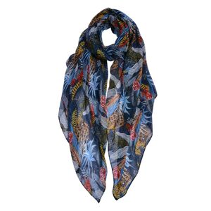 Modrý šátek s barevnými vzory Print Blue - 90*180 cm Clayre & Eef