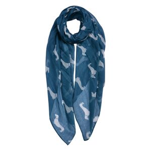 Modrý šátek s jezevčíky Huntie blue - 80*180 cm Clayre & Eef