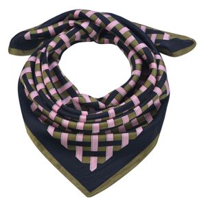 Modrý šátek s růžovými a hnědými proužky - 70*70 cm
