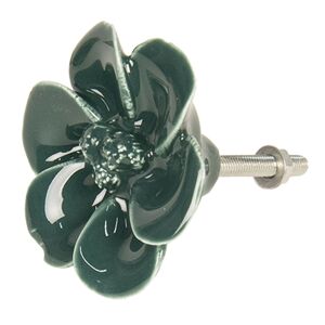 Nábytková úchytka Květina tmavě zelená – Ø 4 cm